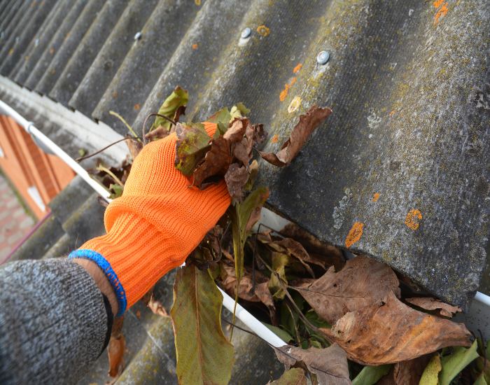 The team from A Clear View Window Cleaning in Stewartstown, PA, is cleaning house gutters