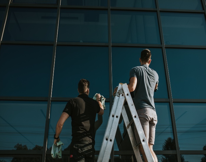 Professional workers from A Clear View Window Cleaning are cleaning windows in Stewartstown, PA